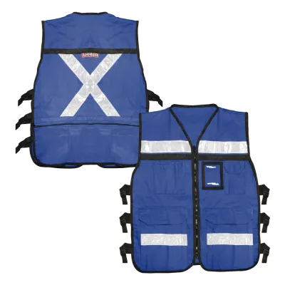 Chaleco Reflejante con 6 Bolsas Externas / 6 Broches ajustables / Talla Grande.