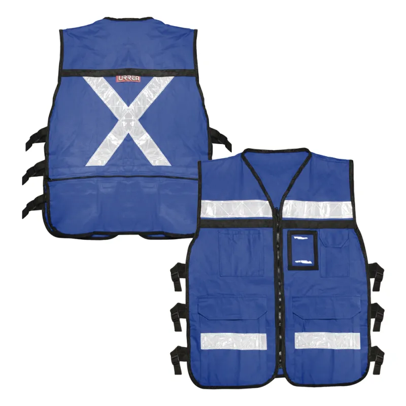 Chaleco Reflejante con 6 Bolsas Externas / 6 Broches ajustables / Talla Extra Grande.