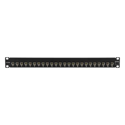 Patch Panel Ultramax. UTP, Precargado con Jacks Cat5e, 24 Puertos, Plano, 1U