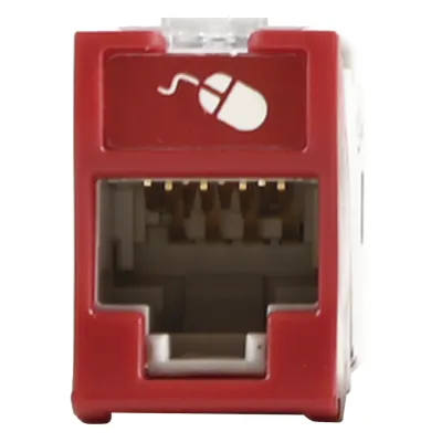 Jack Ultramax Cat6a, Utp, Montaje Híbrido en Placa de Pared (Plano y Angulado), Color Rojo, Punch Down