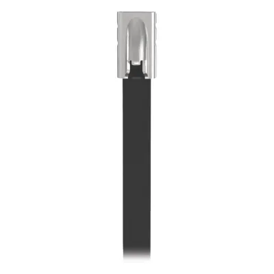 Cincho Pan-Steel™ de Acero Inoxidable 316, de 521mm largo x 4.6mm ancho, Color Negro, Exterior Resistente a Rayos UV, Paquete de 100pz