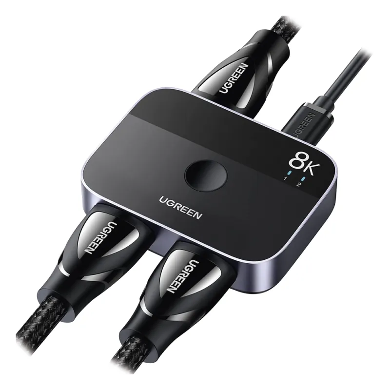Conmutador HDMI 2.1 8K @60Hz | HDMI Splitter 2 Entradas a 1 Salida | Soporta 4K @120Hz 1080P @240Hz 3D | HDR Dolby | Alta Velocidad 48Gbps | Formatos de Audio LPCM/DTS/DSD, 2,0/2,1/5,1/7,1 canales.