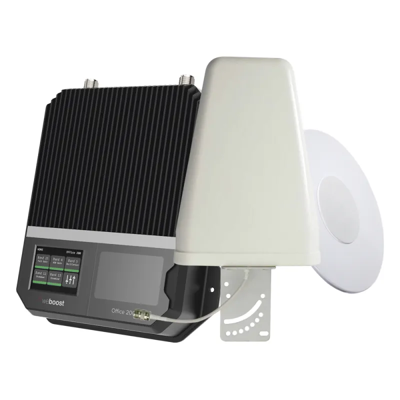 KIT Amplificador Office 200 / Soporta redes 2G, 3G, 4G y Mejora llamadas / Amplifica señal TELCEL, AT&T y MOVISTAR / Con antena direccional / Cubre hasta 400 m² con una antena y hasta 1,600 m² con 4 antenas