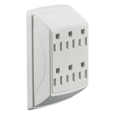 Multicontacto Dúplex con 6 Salidas/ 15 A 125 V CA/ 2 Polos 3 Hilos / Color Blanco.