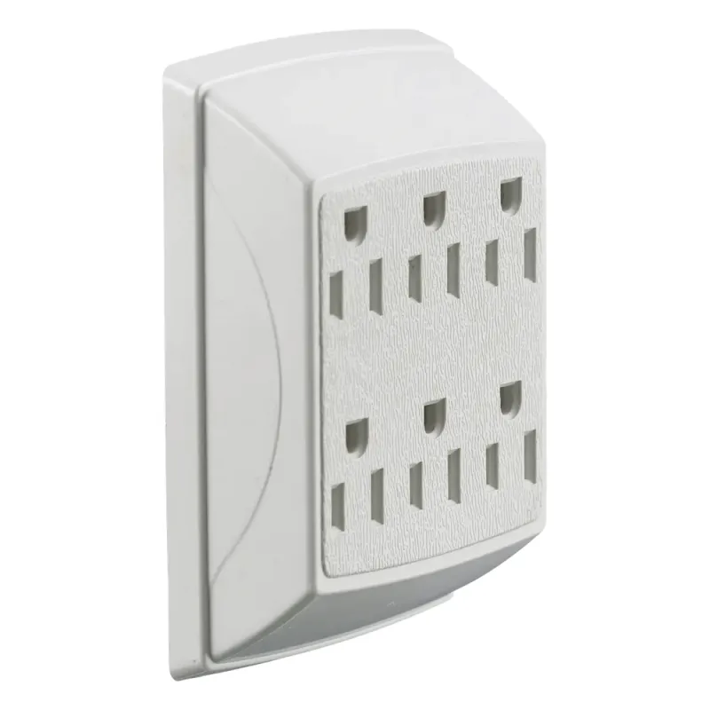 Multicontacto Dúplex con 6 Salidas/ 15 A 125 V CA/ 2 Polos 3 Hilos / Color Blanco.