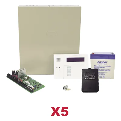 Kit de 5 paneles de alarma híbridos con teclado 6160RF, transformador y batería, ampliables a 48 zonas