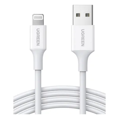 Cable USB-A a Lightning | 1 Metro | Certificado MFi | Carga Rápida 5V/2.4 A| 480 Mbps | PD | Conector C89 | Adecuado para iPhone, iPad y iPod | Protección Integrada | Caja de ABS | Cubierta de TPE | Color Blanco.