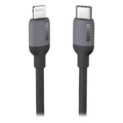 Cable USB-C a Lightning / Certificado MFi / 1 Metro / Adecuado para iPhone, iPad, iPod / Carga Rápida PD 20W / Sincronización de Datos de hasta 480 Mbps / Goma de Silicona y TPE. / Suave al Tacto / Color Negro