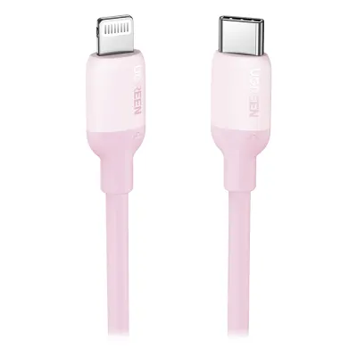 Cable USB-C a Lightning / Certificado MFi / 1 Metro / Adecuado para iPhone, iPad, iPod / Carga Rápida PD 20W / Sincronización de Datos de hasta 480 Mbps / Goma de Silicona y TPE. / Suave al Tacto / Color Pink
