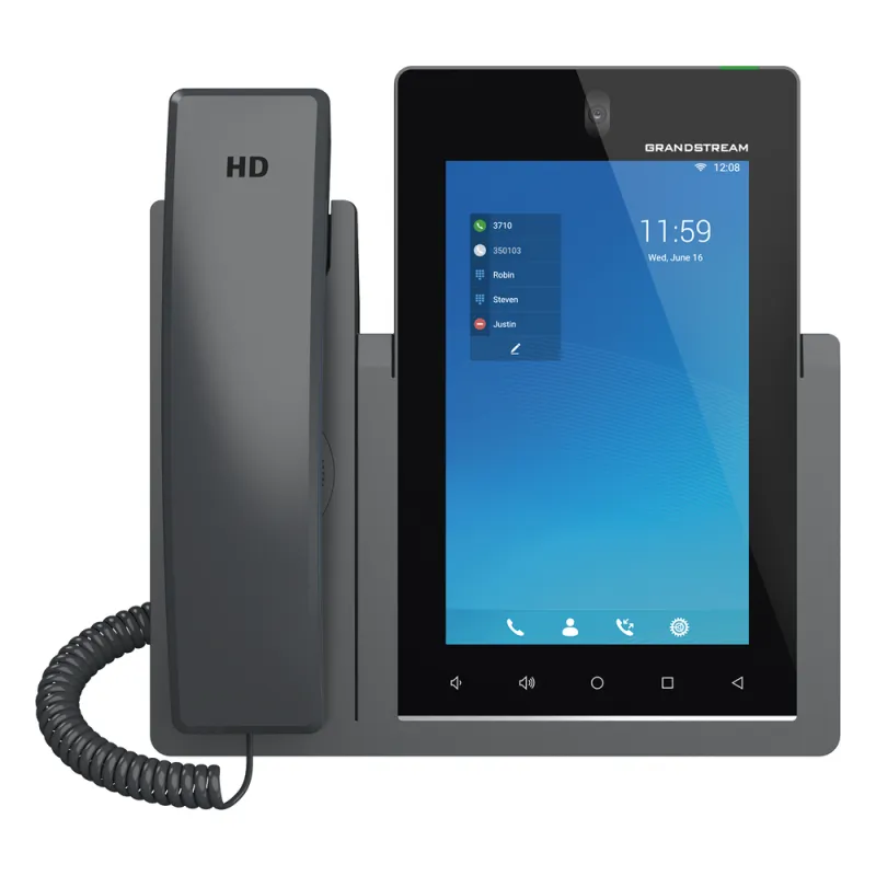 Teléfono IP Android 11, 16 líneas SIP con 16 cuentas, pantalla táctil 7", puertos Gigabit, Wi-Fi, Bluetooth, PoE, codec Opus, IPV4/IPV6 con gestión en la nube GDMS