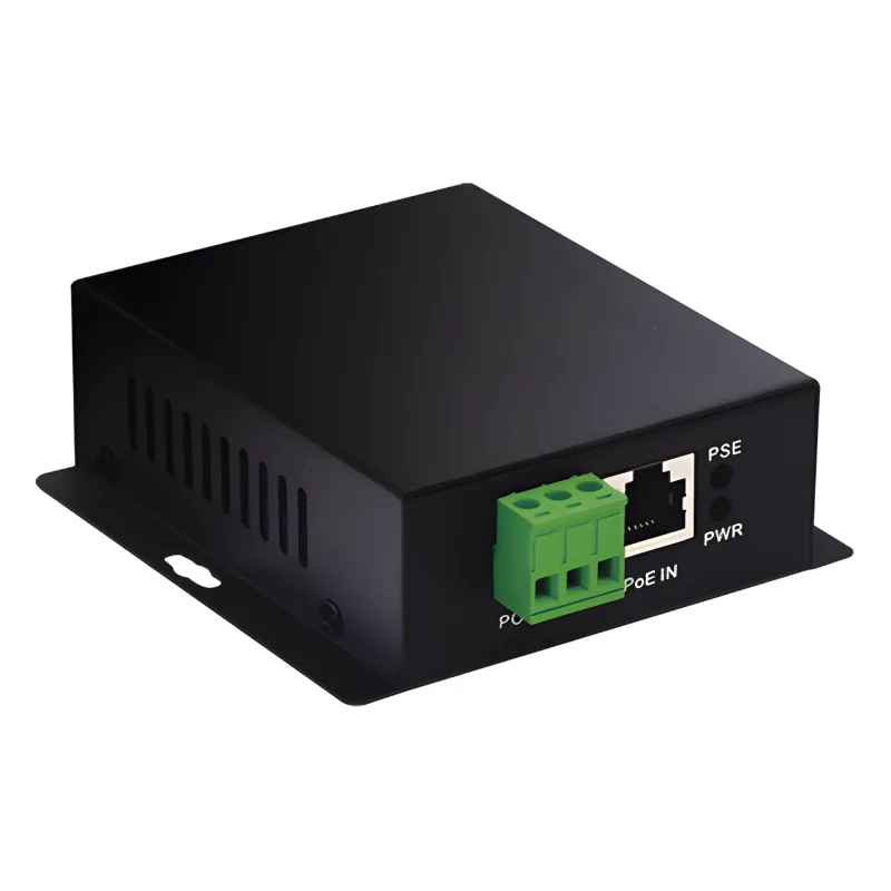 Convertidor PoE Industrial / Entrada PoE 802.3 af/at / Salida PoE pasivo 24V / Conexión plug and play / Alcance de hasta 100 metros / Ideales para Enlaces Inalámbricos