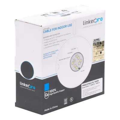 Bobina de Cable de 100 Metros (328.08 Pies), Cat5e, 24 AWG, Color Gris, UL, para Aplicaciones en Videovigilancia, Redes de Datos. Uso Interior