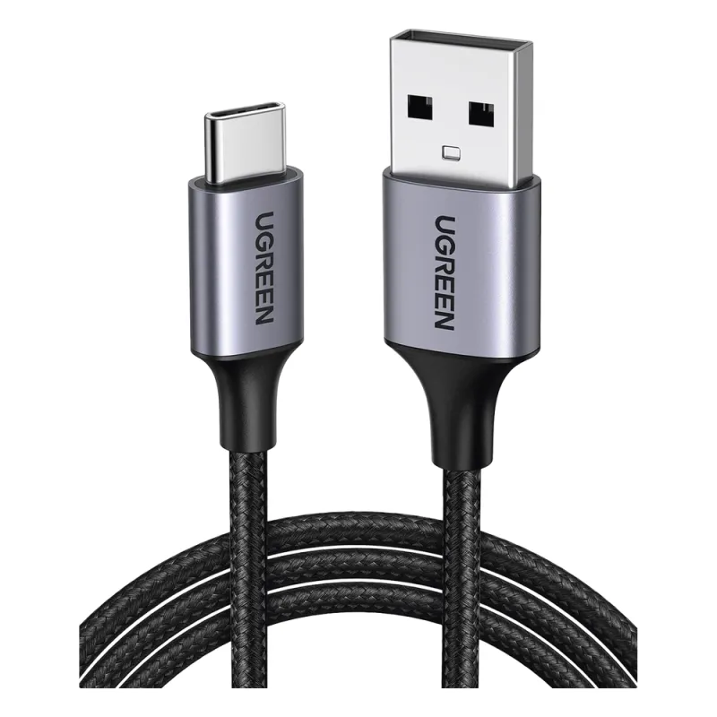Cable USB-A a USB-C | 1 Metro (3.28 Pies) | Transferencia de Datos de 480 Mbps | Carga Rápida | QC 4.0/3.0/2.0 | FPC | AFC | Protección Integrada | Caja de Aluminio | Nylon Trenzado | Color Negro