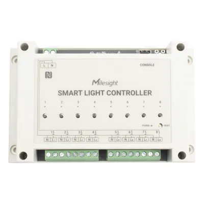 Controlador Inteligente de Iluminación LoRaWAN / 8 Circuitos / Medición de Energía / D2D Sin Gateway / Programación Automática