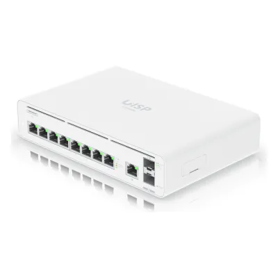 Consola UISP de Ubiquiti / Gateway y Switch de Red Gigabit / Controlador con Plataforma UISP para gestión remota de WISP (airMAX, airFiber, uFiber, LTU, edgeMAX, airCube) / 128 GB SSD / (1) WAN 1GbE / (1) WAN SFP+10G / (8) puertos LAN GbE RJ45