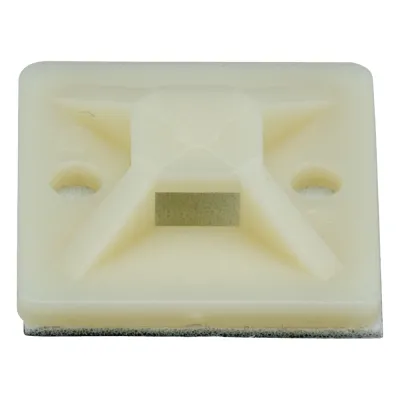 Montaje-Sujetador Adhesivo STRONGHOLD de 4 Vías de 1" x 1" x 1/4", Color Natural, Nylon 6.6 Retardante de Llamas V-2, Paquete de 100pz