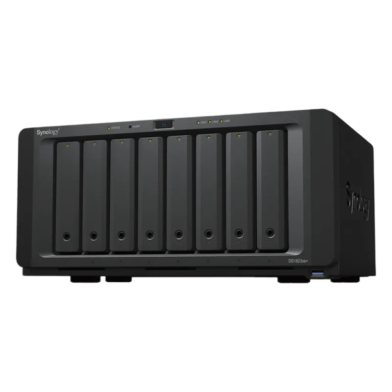 Servidor de Almacenamiento NAS Synology DiskStation DS1823xs+ | 8 Bahías | 144 TB Bruto | Expansión hasta 324 TB | 10GbE | RAID F1,0,1,5,6,10 | Caché SSD.