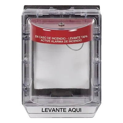 Cubierta Protectora de Policarbonato Serie Stopper IIÆ, Con Bocina, Con Espaciador, Montaje Empotrado, Etiqueta en Español, IP54