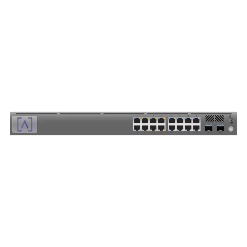 Switch Gigabit PoE+ Administrable / 16 puertos 10/100/1000 Mbps + 2 Puertos SFP Uplink / Presupuesto PoE hasta 120W / Administración Gratuita en la Nube