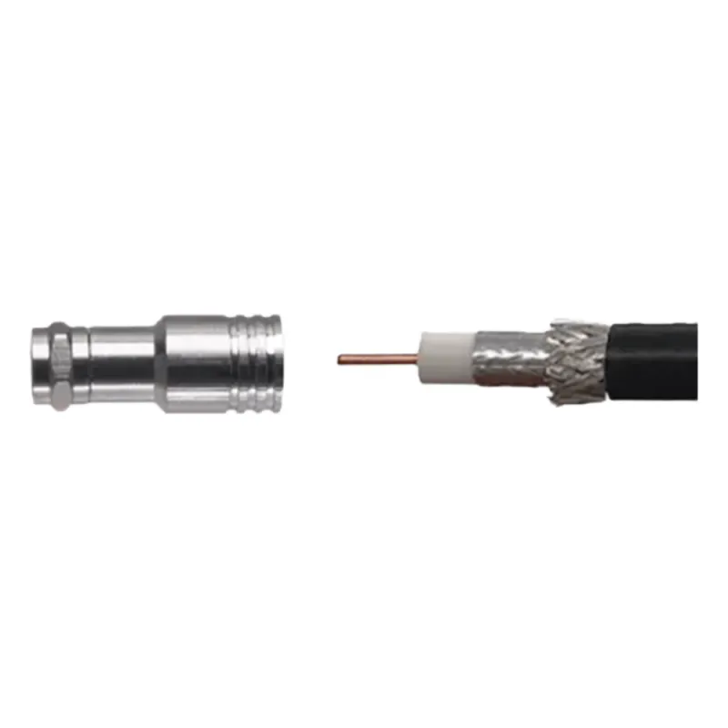 Conector F Macho de Compresión para instalar en Cable Coaxial RG-11, 75 Ohm.