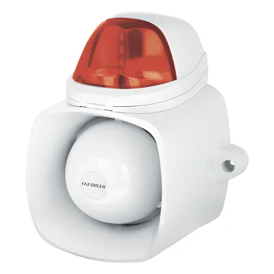 Sirena / Luz Estroboscópica Autónoma / Color Rojo 4 en 1 / IP65 / Uso Interior y Exterior / 12 Vcd / Múltiples Tipos de Notificación / Estroboscópica, de Sirena o de Audio /