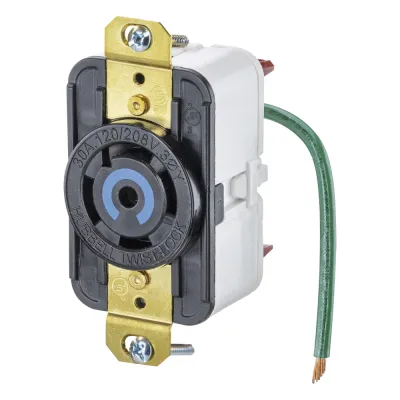 Receptáculo de Media Vuelta Industrial 30 A 120/208 V CA/ Nema L21-30R /Color Negro