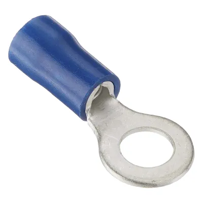 Terminal tipo ojo / 1 / 4 " / 16 - 14 AWG / Azúl / Paquete de 25 piezas.