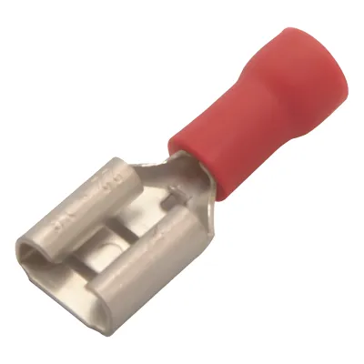 Terminal tipo hembra aislada 0.250 / 22 - 16 AWG / Rojo / Para baterías con teminal F1 / Paquete de 25 piezas.