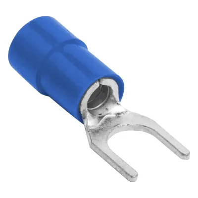 Terminal tipo horquilla ( espada ) aislada / 18 - 14 AWG / Azúl / Paquete de 25 piezas.