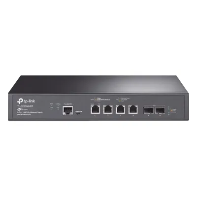 Switch L2+ PoE++ Omada 6 Puertos 10G / 4 Puertos 802.3 af/at/bt Multi-Gigabit 1G, 2.5G, 5G, 10G / 2 Puertos SFP+ 10G / Multicast IGMP / Adminstración Centralizada Omada o Stand-Alone / Presupuesto PoE 200W / Montaje Rack-Escritorio
