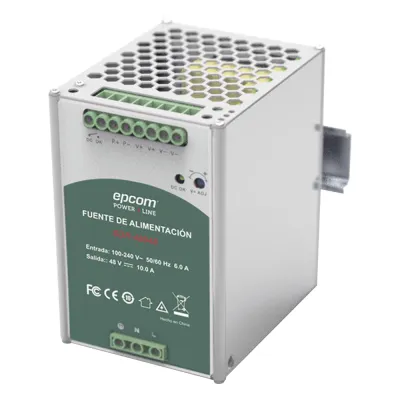 Fuente de Poder Industrial 48 Vcc @ 10A / 480W / Función relay Vcc / Función de Conexión Paralelo / Riel Din