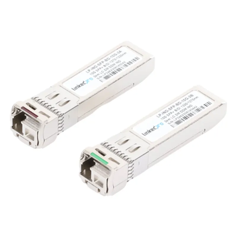 Transceptores Ópticos Industriales Bidireccionales SFP+ (Mini-Gbic) / Monomodo 1270 & 1330 nm / 10 Gbps / 10GBASE / Conector LC/UPC Simplex / DDM / Hasta 3 km / 2 Piezas