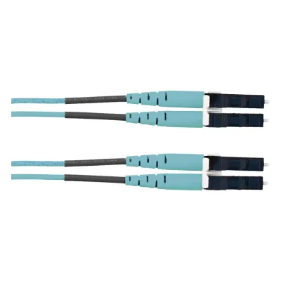 Jumper de Fibra Optica Multimodo 50/125 OM3, LC-LC Duplex, LSZH (Cero Halógenos), Color Aqua, 2 Metros (6.56 Pies)