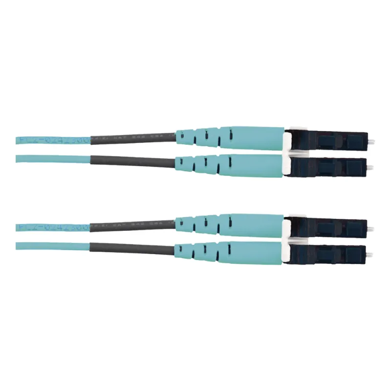 Jumper de Fibra Optica Multimodo 50/125 OM3, LC-LC Duplex, LSZH (Cero Halógenos), Color Aqua, 2 Metros (6.56 Pies)