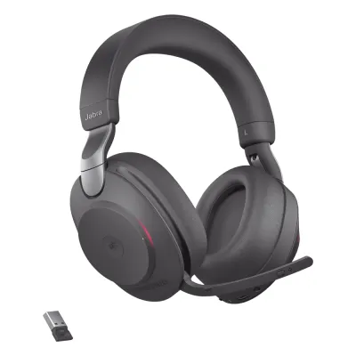Jabra Evolve2 85, Auricular stereo versión MS con cancelación de ruido activa, dongle USB-A indicador de ocupado (Busylight)(28599-999-999)