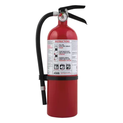 Extintor desechable de polvo químico seco multipropósito de 5.5 lb para talleres y garajes, cilindro blanco