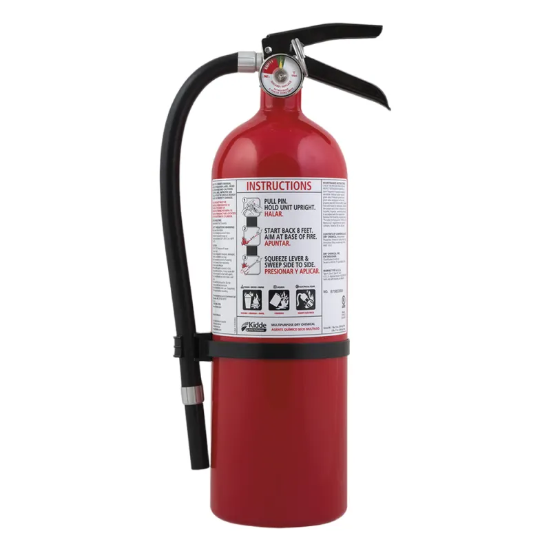 Extintor desechable de polvo químico seco multipropósito de 5.5 lb para talleres y garajes, cilindro blanco