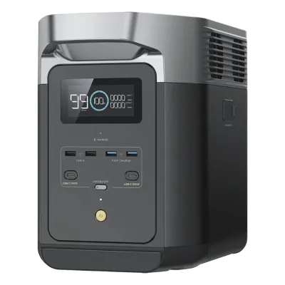 EcoFlow DELTA 2 MAX | Estación de Energía Portátil 2048Wh Litio LFP / 6 AC 2400 W (Max. 3400W) / 2 USB-C 100W / Capacidad para Aumentar Respaldo / Soporta Cargador de Coche 10A a 12.6V / Conectividad WiFi y Bluetooth (App) / Carga Sol