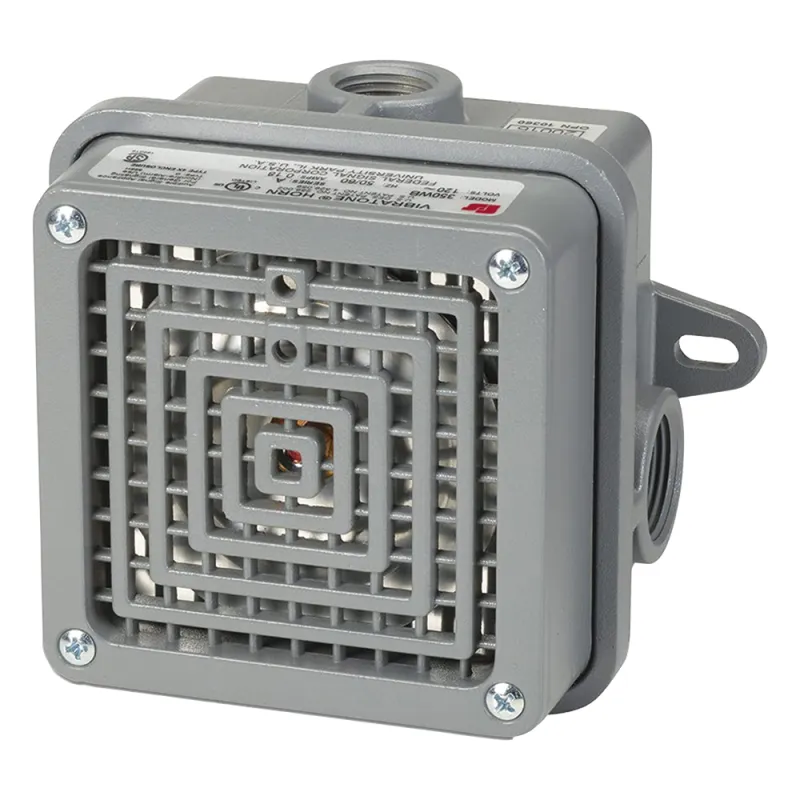 Bocina Industrial Vibratone / Modelo 350WB / 120-240 VAC / 100 dB / 50/60 Hz / NPT 3/4-14 y 1/2-14 / Instalación en Interiores y Exteriores