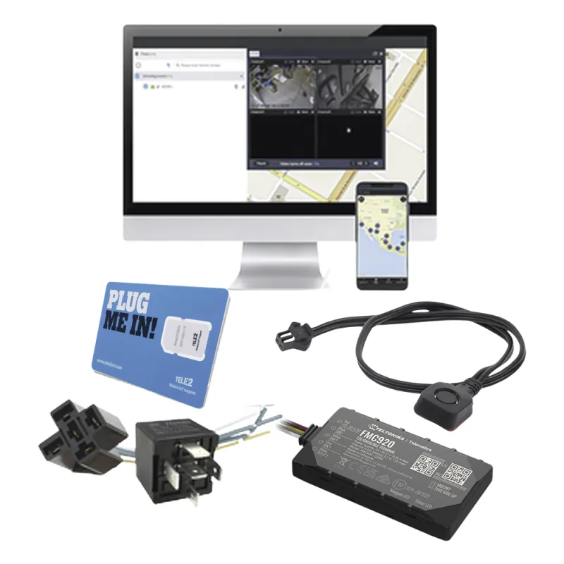 KIT de Localizador 4G LTE, SIM SIM30M2M, VOUCHER POR 1 Mes, Plataforma Por 1 Mes, Relevador y Botón de Pánico.