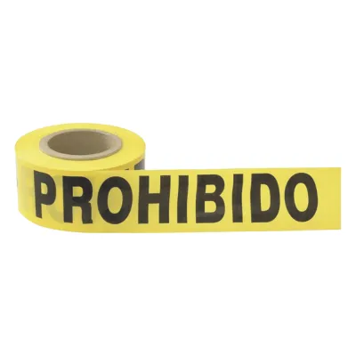 Cinta para barricada "PROHIBIDO EL PASO" de 100 m y ancho de 3".