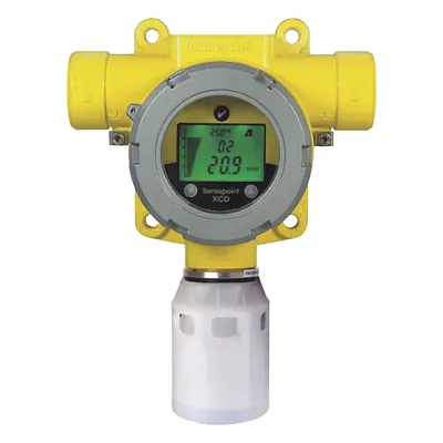Detector fijo de gas industrial con sensor electroquímico de oxígeno 0-25% vol., salida 4-20 mA y Modbus, carcasa de aluminio IP66, certificado UL/c-UL/INMETRO