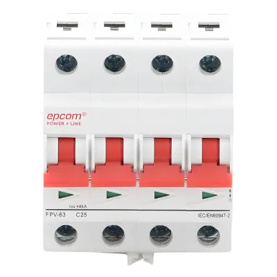 Protección Térmica/ Interruptor 4P, 25A, Corriente Directa 1000 Vcc para Aplicación Fotovoltaica Montaje Riel DIN
