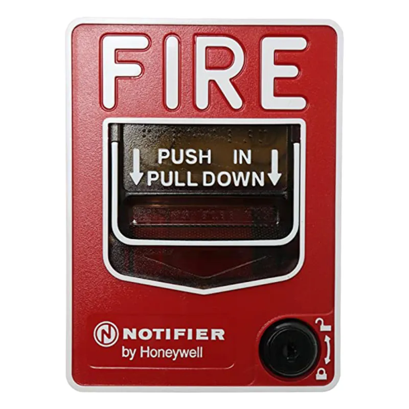 Estación manual de alarma contra incendio de doble acción, con cerradura y llave, para exterior, con caja SB-I/O incluida