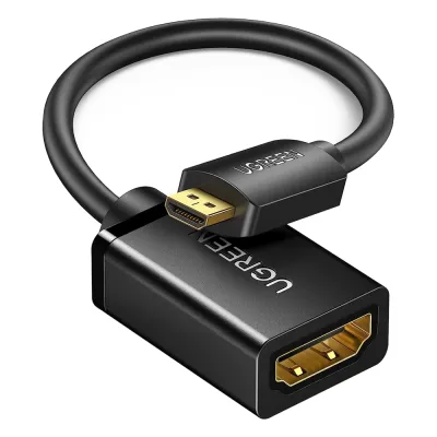 Adaptador Micro HDMI a HDMI (HDMI Tipo D) / 18Gbps / 4K@60Hz / HDR / Tecnología 3D / ARC / Carcasa PC+ABS / HDCP / Longitud de 22 cm (8.66 pulgadas)