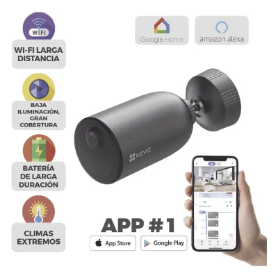 Cámara IP Inalámbrica Con Batería Recargable (Cero Cables) / 2K (3 Megapixel) / Micro SD / Detección Humana / Colores en Oscuridad / Sirena y Estrobo / 15 Mts IR / 15 Mts Luz Blanca / Exterior