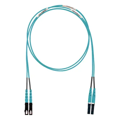 Jumper de Fibra Optica Multimodo 50/125 OM3, LC-SC Duplex, LSZH (Cero Halógenos), Color Aqua, 2 Metros (6.56 Pies)