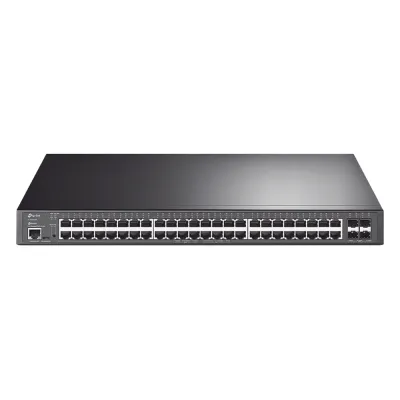 Switch L2+ Omada PoE+ / 48 Puertos PoE+ 10/100/1000 Mbps / 4 Puertos SFP+ 10G / 2 Puertos Consola (RJ45 y microUSB) / Administración Centralizada Omada o Stand-Alone / Multicast IGMP / Calidad de Servicio / Presupuesto PoE 500W / Montaje en Rack