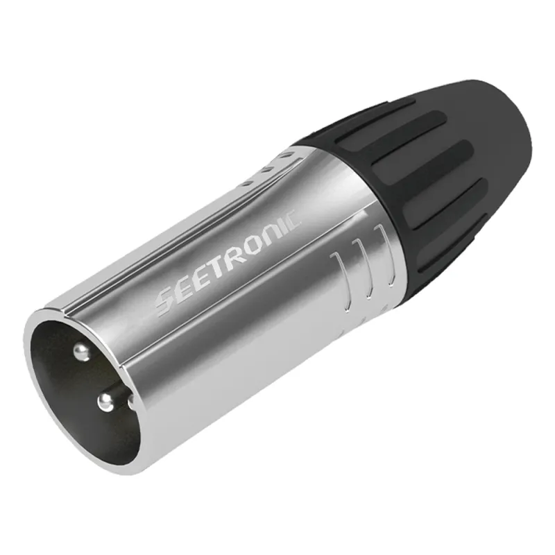 XLR conector de cable Macho, carcasa cromada perla, contactos plateados