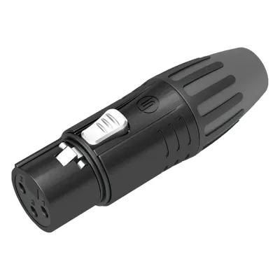Conector XLR hembra | Carcasa Enchapada en Negro | Contactos Enchapados en Plata |